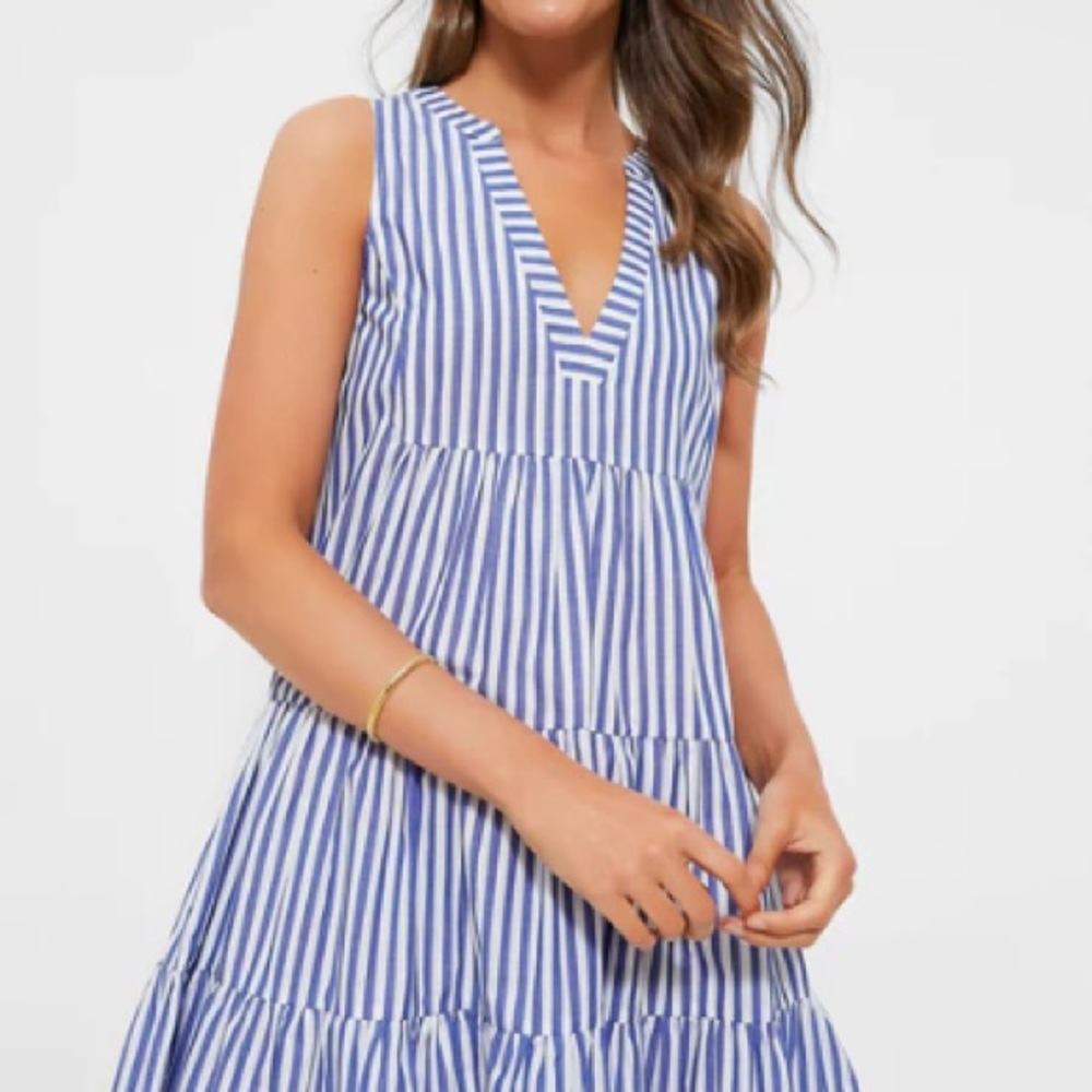 Blue and White Striped Sleeveless Poplin Kenzo Dress